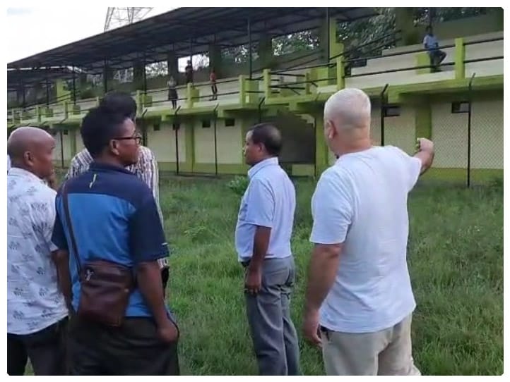 Jurip u Myntri Sorkar ia ka BSA Stadium ba T. 6 klur ha Byrnihat, kular ban pynlong kum ka Stadium ba paka