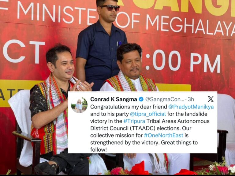 Conrad Sangma Congratulates Tipra Motha on TTAADC Poll Victory