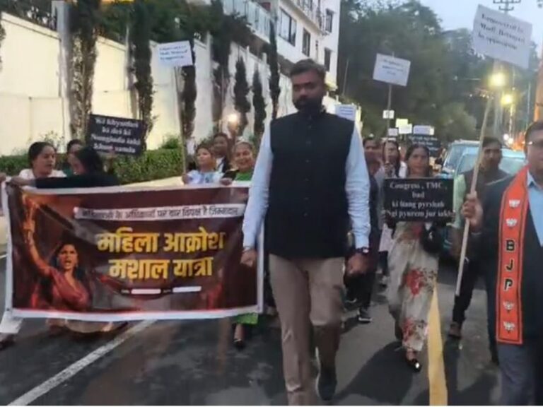 BJP Meghalaya Women Hold Torch March in Shillong Over Women’s Reservation Bill