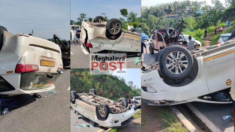 One Seriously Injured After Vehicle Overturns on NH-6 at Lumumpih Following Suspected Tyre Burst